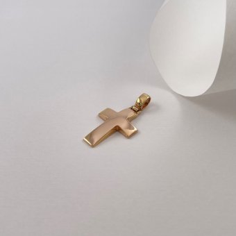 Σταυρός χρυσός - ΡΟΖ, ΧΡΥΣΟΣ K14, ΓΥΑΛΙΣΤΕΡΟ