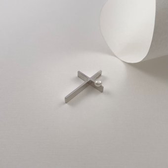 Σταυρός με μαργαριτάρι - ΛΕΥΚΟ, ΧΡΥΣΟΣ K14, ΓΥΑΛΙΣΤΕΡΟ, ΜΑΡΓΑΡΙΤΑΡΙ, WHITE