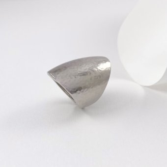 Δαχτυλίδι φαρδύ σφυρήλατο - ΛΕΥΚΟ, ΑΣΗΜΙ, ΜΑΤ, 56