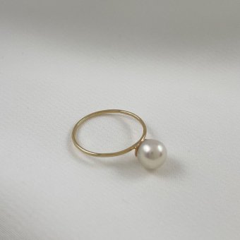 Δαχτυλίδι με μαργαριτάρι - ΚΙΤΡΙΝΟ, ΧΡΥΣΟΣ K14, ΜΑΡΓΑΡΙΤΑΡΙ, WHITE