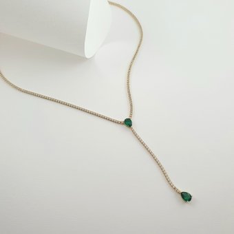 Κολιέ Tennis Necklace με λίθους Ζιργκον - ΛΕΥΚΟ, ΑΣΗΜΙ, ΖΙΡΓΚΟΝ, WHITE, ΖΙΡΓΚΟΝ, GREEN 