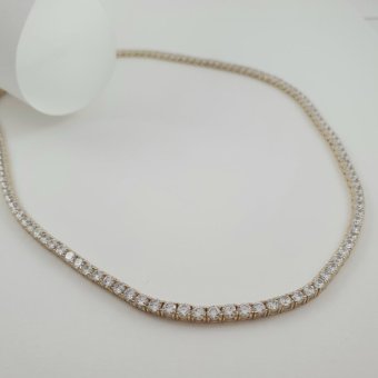 Κολιέ ριβιέρα με λευκά Ζιργκον - ΛΕΥΚΟ, ΑΣΗΜΙ, ΖΙΡΓΚΟΝ, WHITE - 2