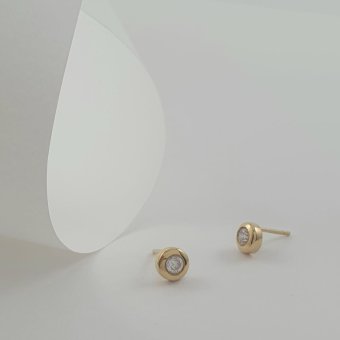 Σκουλαρίκια χρυσά με διαμάντι στρόγγυλα - ΚΙΤΡΙΝΟ, ΧΡΥΣΟΣ K18, ΔΙΑΜΑΝΤΙ, D, 0,40