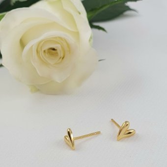 Σκουλαρίκια καρδιές μικρές κολλητές - ΚΙΤΡΙΝΟ, ΑΣΗΜΙ