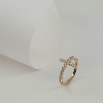 Δαχτυλίδ Σταυρός με Ζιργκον - ΚΙΤΡΙΝΟ, ΑΣΗΜΙ, ΖΙΡΓΚΟΝ, WHITE