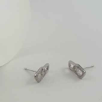 Σκουλαρίκια κολλητά ασημένια με Ζιργκον - ΛΕΥΚΟ, ΑΣΗΜΙ, ΖΙΡΓΚΟΝ, WHITE - 1