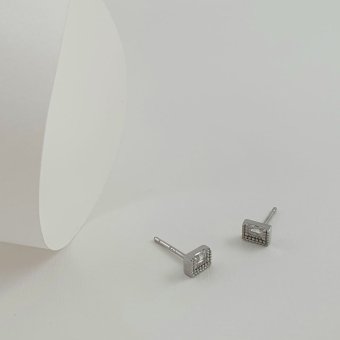 Σκουλαρίκια κολλητά ασημένια με Ζιργκον - ΛΕΥΚΟ, ΑΣΗΜΙ, ΖΙΡΓΚΟΝ, WHITE