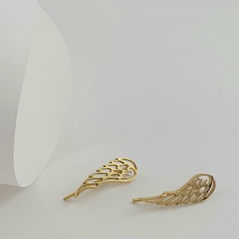 Σκουλαρίκια φτερά - ΚΙΤΡΙΝΟ, ΑΣΗΜΙ & ΜΠΡΟΥΝΤΖΟΣ