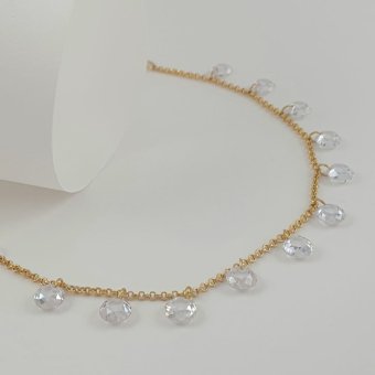 Βραχιόλι αλυσίδα με Ζιργκον - ΚΙΤΡΙΝΟ, ΑΣΗΜΙ, ΖΙΡΓΚΟΝ, WHITE