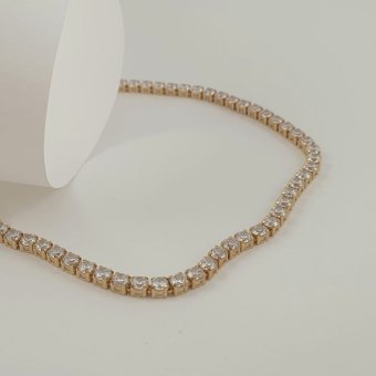 Βραχιόλι χρυσό ριβιέρα με λευκά Ζιργκον - ΚΙΤΡΙΝΟ, ΧΡΥΣΟΣ K14, ΖΙΡΓΚΟΝ, WHITE