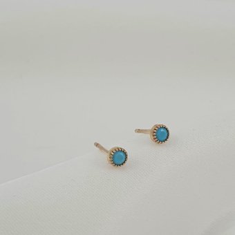 Σκουλαρίκια χρυσά καρφωτά με Τιρκουάζ - ΚΙΤΡΙΝΟ, ΧΡΥΣΟΣ K9, ΤΙΡΚΟΥΑΖ, TURQUOISE