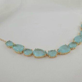 Βραχιόλι με γαλάζιες πέτρες Ζιργκόν - ΚΙΤΡΙΝΟ, ΑΣΗΜΙ, ΖΙΡΓΚΟΝ, LIGHT BLUE