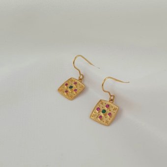 Σκουλαρίκια κρεμαστά Βυζαντινά με Ζιργκόν - ΚΙΤΡΙΝΟ, ΑΣΗΜΙ, ΖΙΡΓΚΟΝ, PINK, ΖΙΡΓΚΟΝ, GREEN 