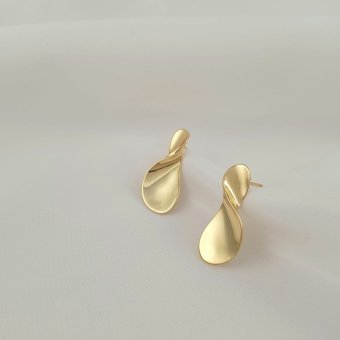 Σκουλαρίκια γυαλιστερά δάκρυ - ΚΙΤΡΙΝΟ, ΑΣΗΜΙ