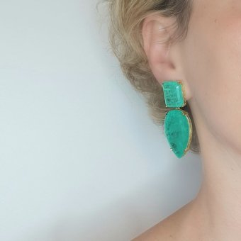 Σκουλαρίκια κρεμαστά με πράσινο Ζιργκον - ΚΙΤΡΙΝΟ, ΑΣΗΜΙ, ΖΙΡΓΚΟΝ, GREEN 