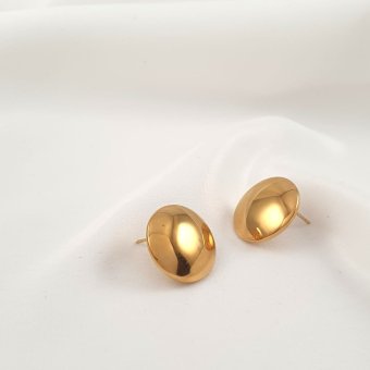 Σκουλαρίκια κολλητά κύκλοι - ΚΙΤΡΙΝΟ, ΑΣΗΜΙ