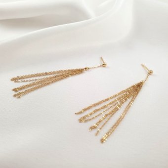 Σκουλαρίκια χρυσά με κρεμαστές αλυσίδες - ΚΙΤΡΙΝΟ, ΧΡΥΣΟΣ K14