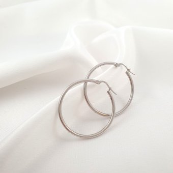 Σκουλαρίκια κρίκοι λευκόχρυσοι - ΛΕΥΚΟ, ΧΡΥΣΟΣ K14