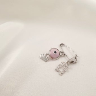 Παραμάνα παιδική με ροζ Μουράνο - ΛΕΥΚΟ, ΧΡΥΣΟΣ K14, ΜΟΥΡΑΝΟ, PINK - 1