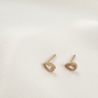 Σκουλαρίκια χρυσά με λευκό Ζιργκον - ΚΙΤΡΙΝΟ, ΧΡΥΣΟΣ K9, ΖΙΡΓΚΟΝ, WHITE