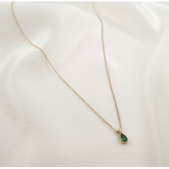 Κολιέ αλυσίδα με μενταγιόν πράσινο Ζιργκον - ΚΙΤΡΙΝΟ, ΧΡΥΣΟΣ K9, ΖΙΡΓΚΟΝ, GREEN 