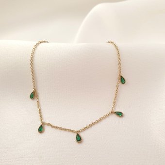 Βραχιόλι αλυσίδα χρυσή με πράσινο Ζιργκον - ΚΙΤΡΙΝΟ, ΧΡΥΣΟΣ K9, ΖΙΡΓΚΟΝ, GREEN 