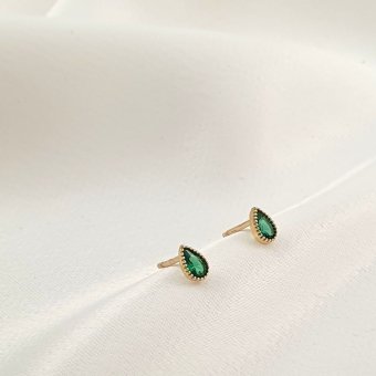 Σκουλαρίκια χρυσά με πράσινο Ζιργκον - ΚΙΤΡΙΝΟ, ΧΡΥΣΟΣ K9, ΖΙΡΓΚΟΝ, GREEN 