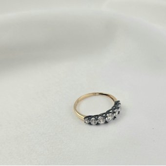 Δαχτυλίδι χρυσό με λευκά Ζιργκον - ΚΙΤΡΙΝΟ-ΜΑΥΡΟ, ΧΡΥΣΟΣ K14, ΖΙΡΓΚΟΝ, WHITE