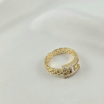 Δαχτυλίδι αλυσίδα με λευκά Ζιργκον - ΚΙΤΡΙΝΟ, ΑΣΗΜΙ, ΖΙΡΓΚΟΝ, WHITE