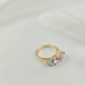 Δαχτυλίδι με πολύχρωμες πέτρες Ζιργκον - ΚΙΤΡΙΝΟ, ΑΣΗΜΙ, ΖΙΡΓΚΟΝ, AQUA, ΖΙΡΓΚΟΝ, PINK