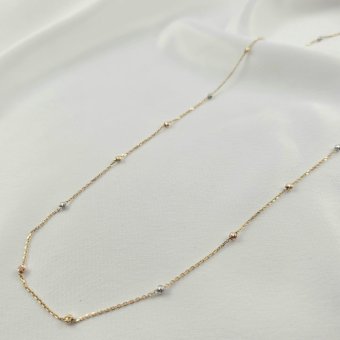 Κολιέ αλυσίδα χρυσή με μπάλες λευκές, κίτρινες & ροζ - ΚΙΤΡΙΝΟ-ΛΕΥΚΟ-ΡΟΖ, ΧΡΥΣΟΣ K14