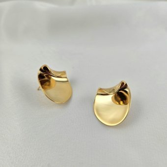 Σκουλαρίκια κολλητά μοντέρνα - ΚΙΤΡΙΝΟ, ΑΣΗΜΙ