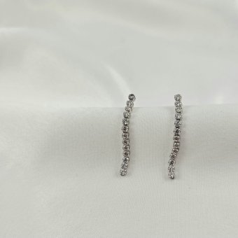 Σκουλαρίκια χρυσά κρεμαστά με λευκά Ζιρκγον - ΛΕΥΚΟ, ΧΡΥΣΟΣ K18