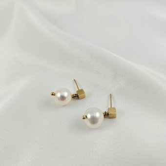 Σκουλαρίκια με Μαργαριτάρι - ΚΙΤΡΙΝΟ, ΑΣΗΜΙ, ΜΑΡΓΑΡΙΤΑΡΙ, WHITE