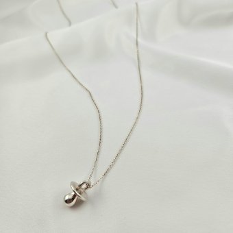 Κολιέ αλυσίδα με μενταγιόν πιπίλα - ΛΕΥΚΟ, ΑΣΗΜΙ