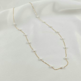 Κολιέ αλυσίδα χρυσή με Μαργαριτάρια - ΚΙΤΡΙΝΟ, ΧΡΥΣΟΣ K14, ΜΑΡΓΑΡΙΤΑΡΙ, WHITE