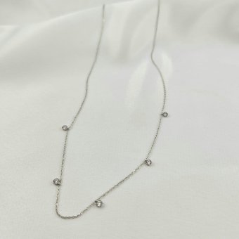 Κολιέ αλυσίδα λευκόχρυση με λευκά Ζιργκον - ΛΕΥΚΟ, ΧΡΥΣΟΣ K9, ΖΙΡΓΚΟΝ, WHITE