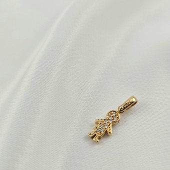 Μενταγιόν χρυσό αγόρι με λευκά Ζιργκον  - ΚΙΤΡΙΝΟ, ΧΡΥΣΟΣ K14, ΖΙΡΓΚΟΝ, WHITE