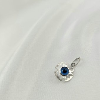 Μενταγιόν λευκόχρυσο Σταυρός Μάτι με Μουράνο - ΛΕΥΚΟ, ΧΡΥΣΟΣ K9, ΜΟΥΡΑΝΟ, BLUE