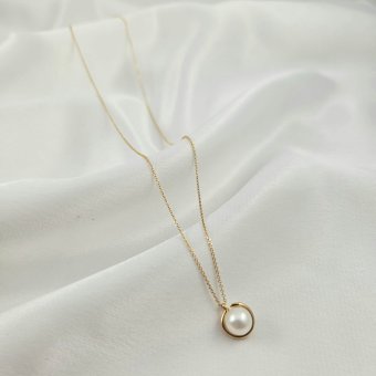 Κολιέ αλυσίδα χρυσή με Μαργαριτάρι - ΚΙΤΡΙΝΟ, ΧΡΥΣΟΣ K14, ΜΑΡΓΑΡΙΤΑΡΙ, WHITE