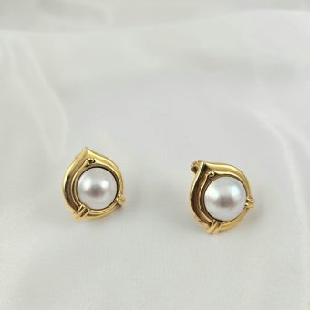 Σκουλαρίκια κολλητά χρυσά Μαργαριτάρι - ΚΙΤΡΙΝΟ, ΧΡΥΣΟΣ K14, ΜΑΡΓΑΡΙΤΑΡΙ, WHITE