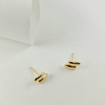 Σκουλαρίκια κολλητά minimal - ΚΙΤΡΙΝΟ, ΑΣΗΜΙ