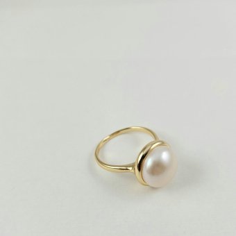 Δαχτυλίδι με Μαργαριτάρι - ΚΙΤΡΙΝΟ, ΑΣΗΜΙ, ΜΑΡΓΑΡΙΤΑΡΙ, WHITE