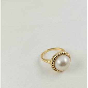 Δαχτυλίδι ροζέτα με Μαργαριτάρι - ΚΙΤΡΙΝΟ, ΑΣΗΜΙ, ΜΑΡΓΑΡΙΤΑΡΙ, WHITE