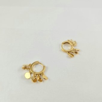 Σκουλαρίκια κρίκοι με κρεμαστούς δίσκους - ΚΙΤΡΙΝΟ, ΑΣΗΜΙ