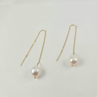 Σκουλαρίκια αλυσίδα κρεμαστά με Μαργαριτάρι - ΚΙΤΡΙΝΟ, ΑΣΗΜΙ, ΜΑΡΓΑΡΙΤΑΡΙ, WHITE