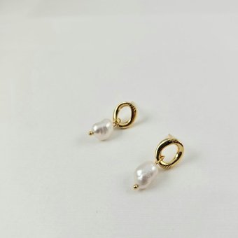 Σκουλαρίκια κρίκοι με κρεμαστό Μαργαριτάρι - ΚΙΤΡΙΝΟ, ΑΣΗΜΙ, ΜΑΡΓΑΡΙΤΑΡΙ, WHITE