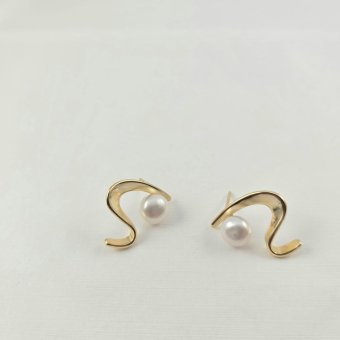 Σκουλαρίκια καμπυλωτά με Μαργαριτάρι - ΚΙΤΡΙΝΟ, ΑΣΗΜΙ, ΜΑΡΓΑΡΙΤΑΡΙ, WHITE - 1