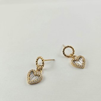 Σκουλαρίκια κρίκοι με κρεμαστή καρδιά - ΚΙΤΡΙΝΟ, ΑΣΗΜΙ, ΖΙΡΓΚΟΝ, WHITE