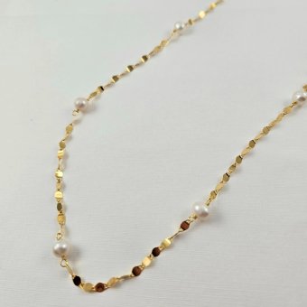 Κολιέ αλυσίδα με Μαργαριτάρι - ΚΙΤΡΙΝΟ, ΑΣΗΜΙ, ΜΑΡΓΑΡΙΤΑΡΙ, WHITE